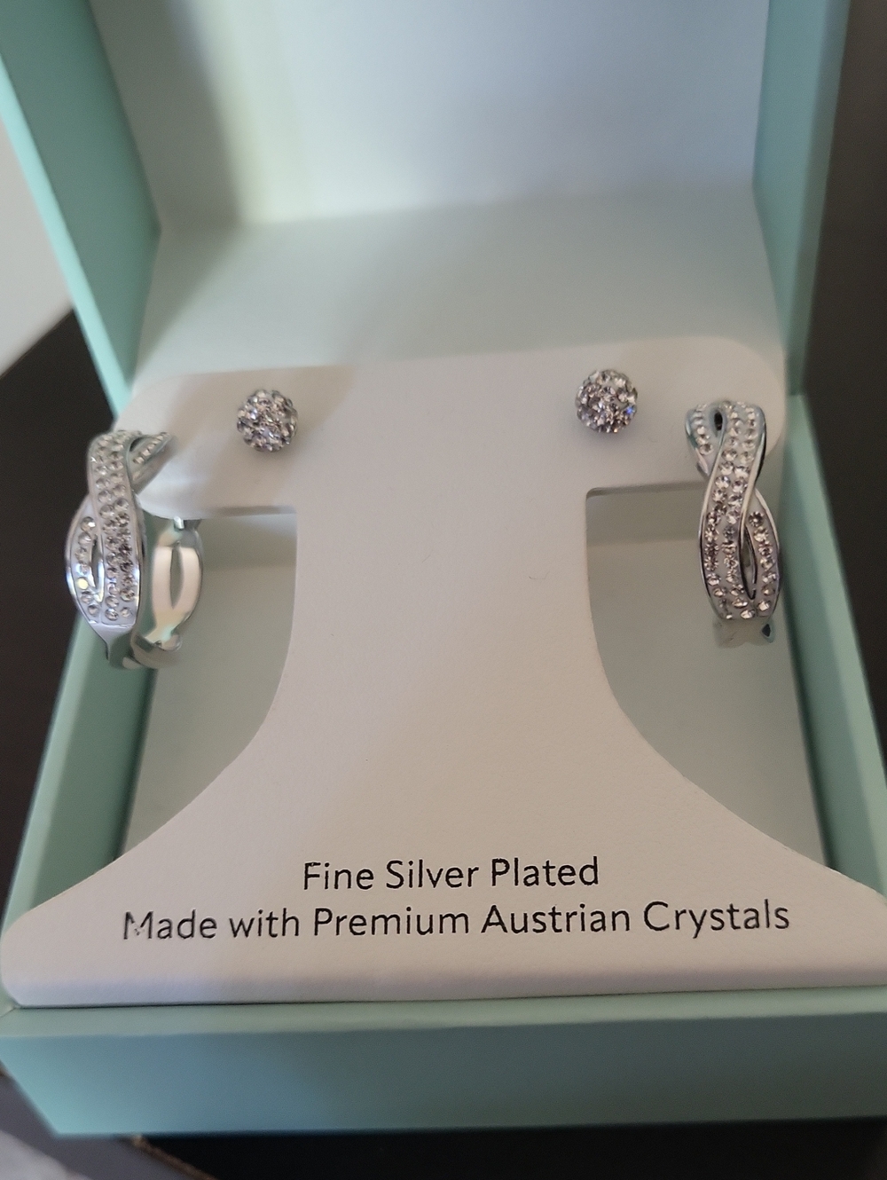 Sofia James Silver-Plated Crystal Earrings Set - Silver With Clear Stones - Picture 5 of 5